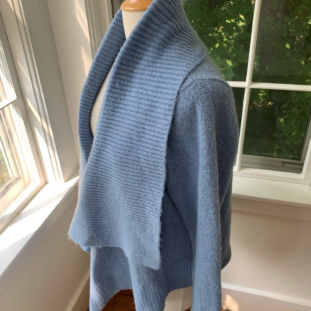 Jones New York Light Blue Ribbed Shawl Collar Cardigan - Picture 8 of 9